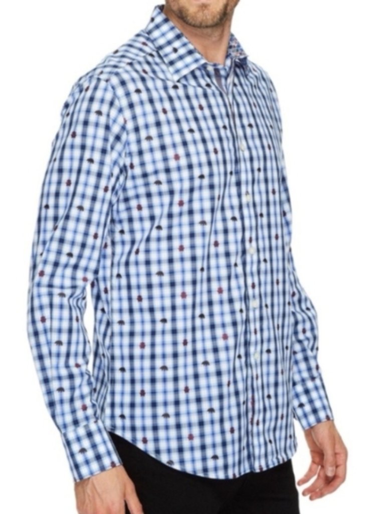 Robert Graham Catskills Plaid Bear Print Button Down Shirt Size Small Purple Top